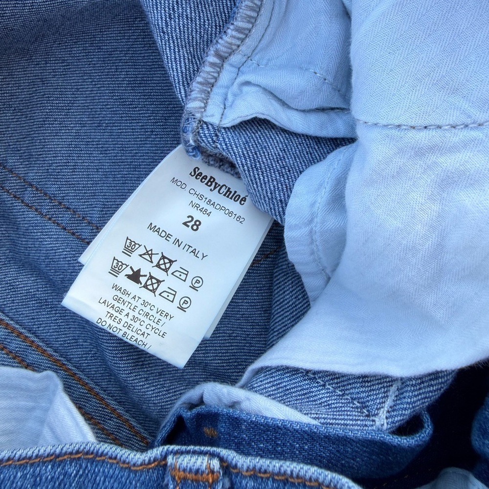 See By Chloe Whipstitch Straight Leg Jeans Womens 28 Blue Denim Made Italy - Picture 5 of 11